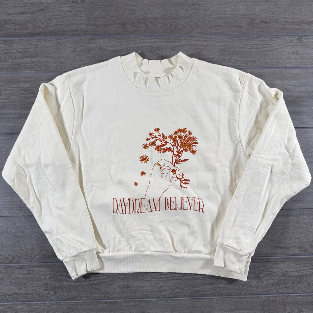 Vada Winter Sweatshirt Large Cream Daydream Believer Floral Organic Cotton